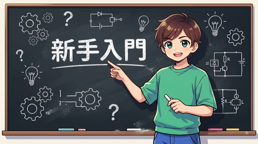 剪映電腦版 基礎教學 剪映電腦版教學:黑板上寫著新手入門與插畫人物講解