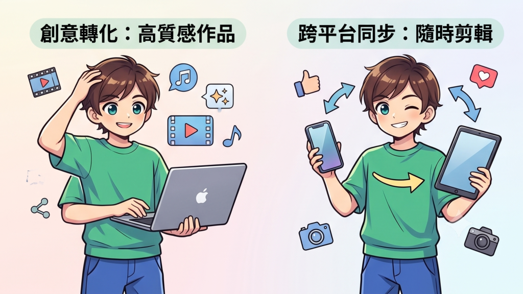 剪映 剪映創意轉化與跨平台同步剪輯特點