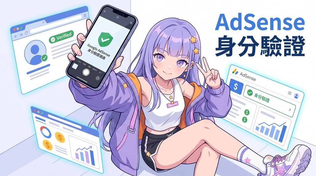 Google AdSense 身分驗證流程教學：線上即時驗證與證件規格示意圖