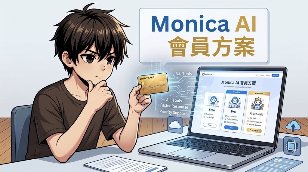 Monica AI 會員方案與避坑指南插圖：Pro與Unlimited費用說明、免費試用扣款注意事項